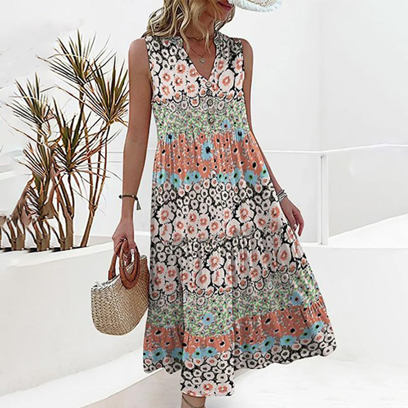 Zephyra | Elegantes Sommerkleid Damen Mit Blumendesign Und V-Ausschnitt 1