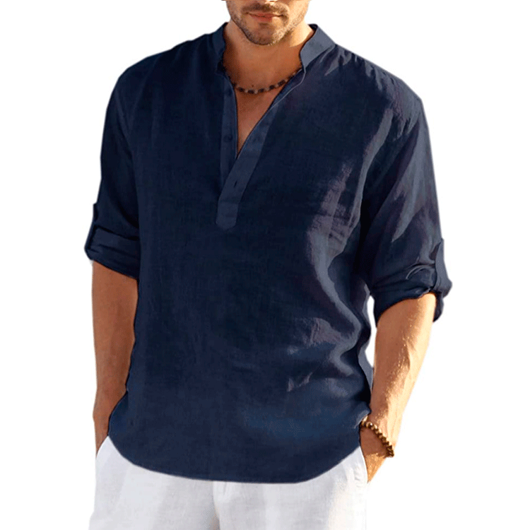James | Leinen Hemd Herren - Elegantes Sommer Hemd Langarm-6