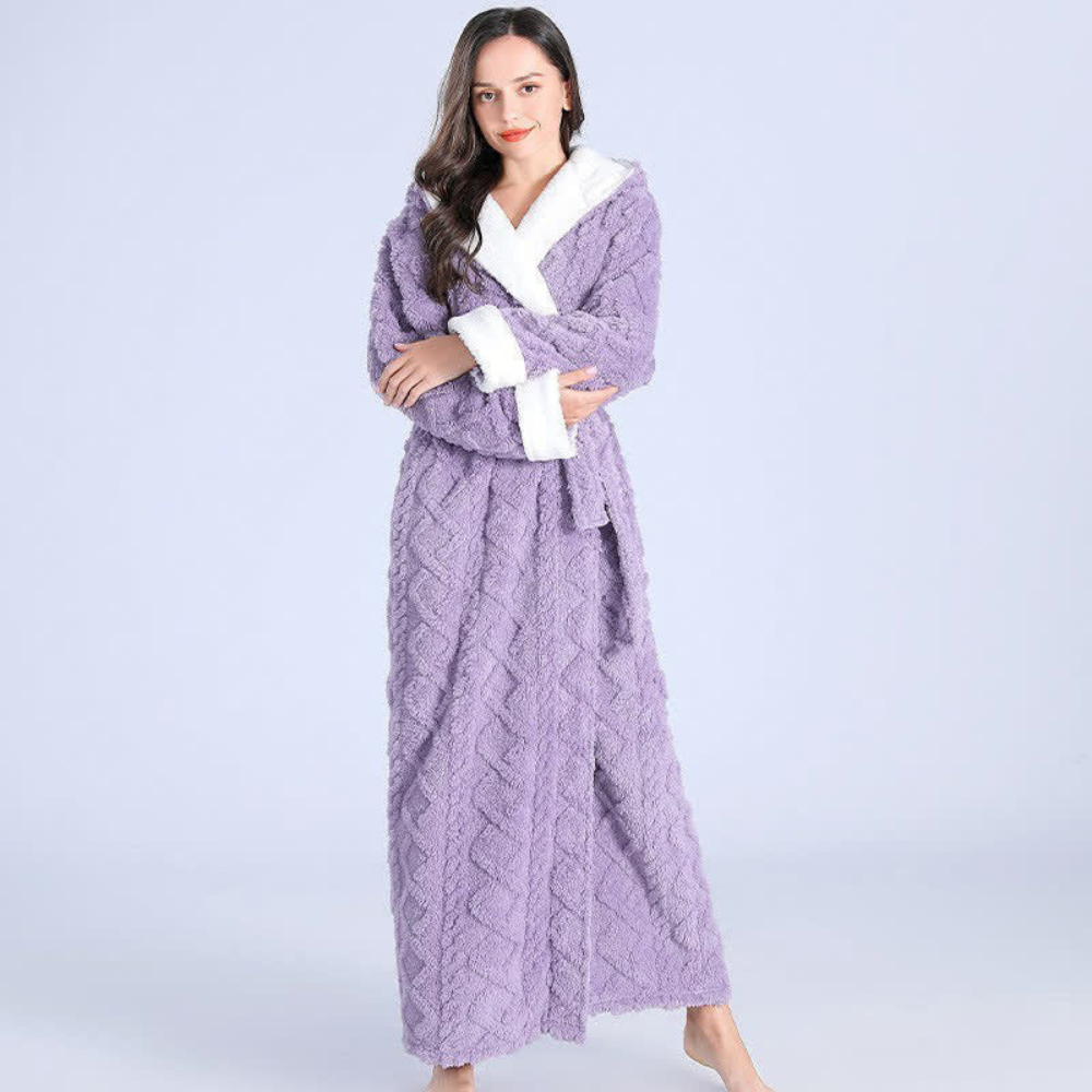 Ultimate Women’s Thick Hooded Flannel Bathrobe Hause Lune