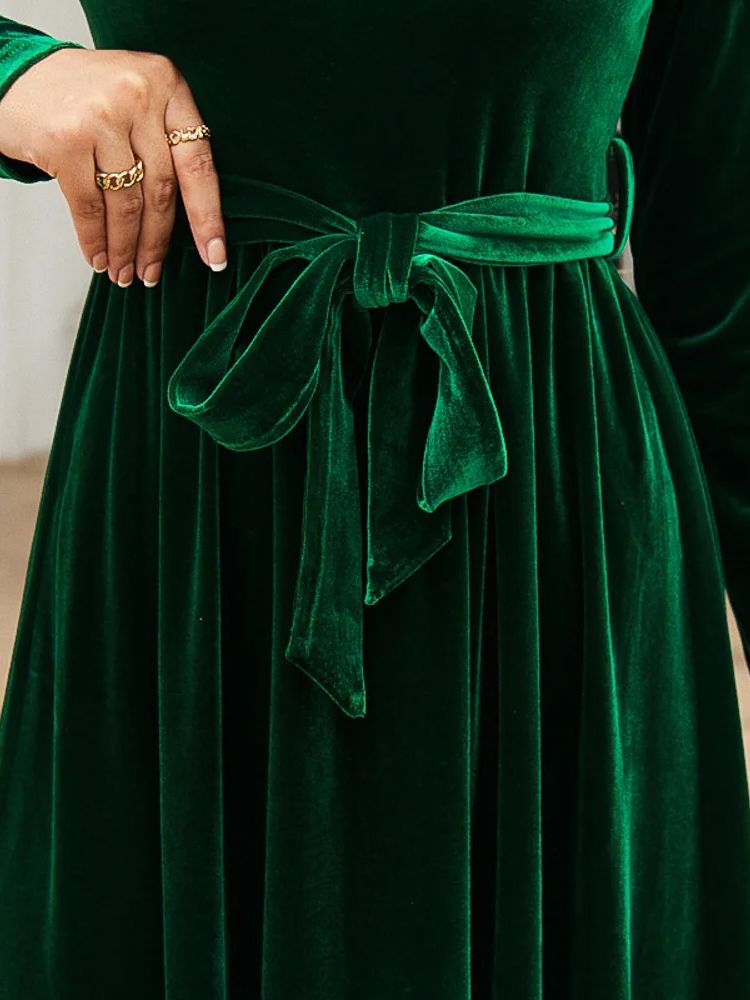 Damen Samt Abend Maxikleid