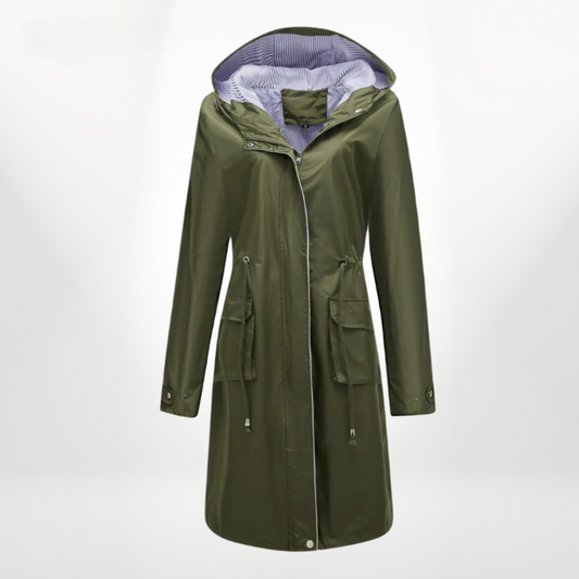 Damen Trenchcoat mit Kapuze Lang Hause Lune