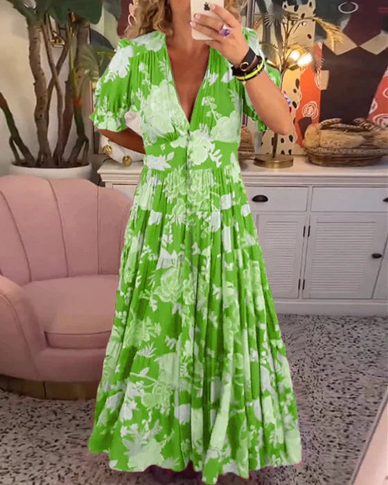 Variant image for Ellis | V-Ausschnitt Blumenkleid für Damen – Festliches Kleid für Hochzeitsgast und Elegante Anlässe-17