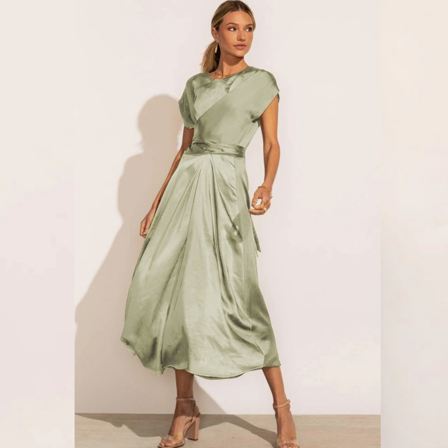 Amara | Elegantes Wickelkleid Midi für Damen im Satin-Look 2