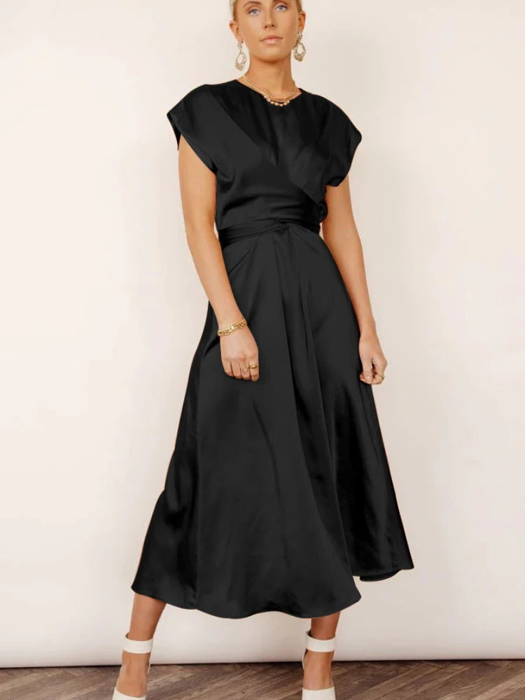 Amara | Elegantes Wickelkleid Midi für Damen im Satin-Look 4
