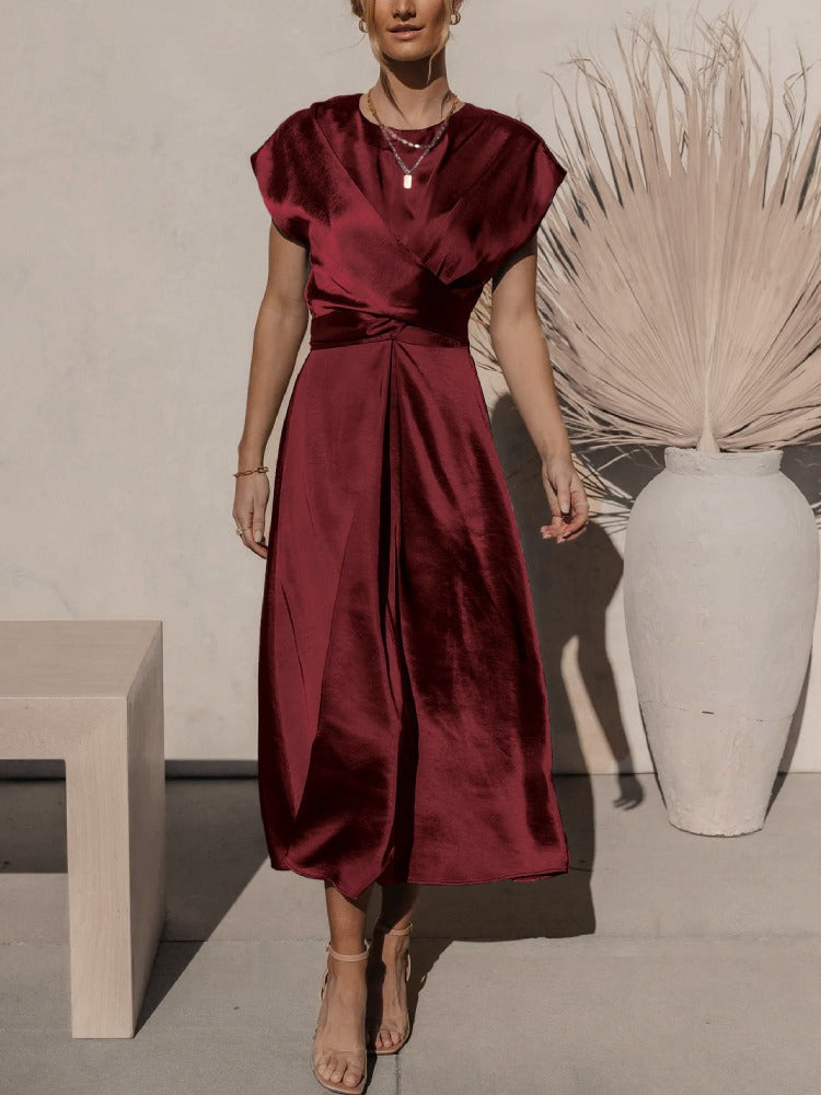 Amara | Elegantes Wickelkleid Midi für Damen im Satin-Look 7
