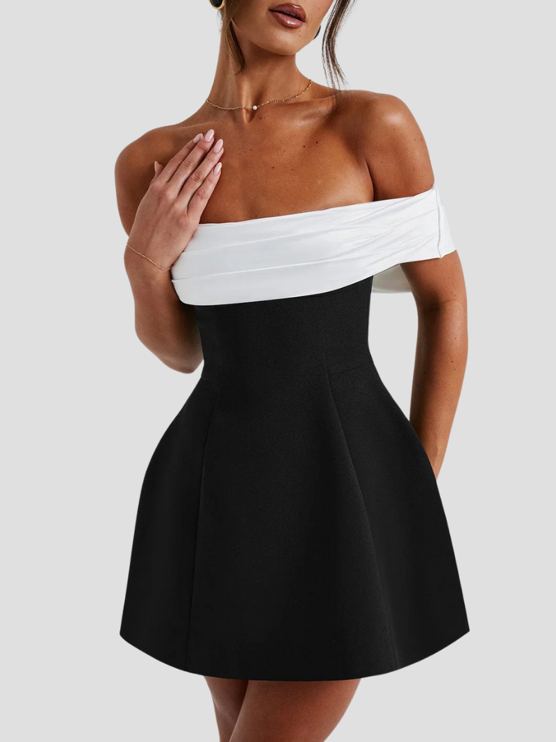 Anouk | Elegantes Damenkleid Für Hochzeitsgäste – Schwarz-Weiße Mini-Bogenkleid 4