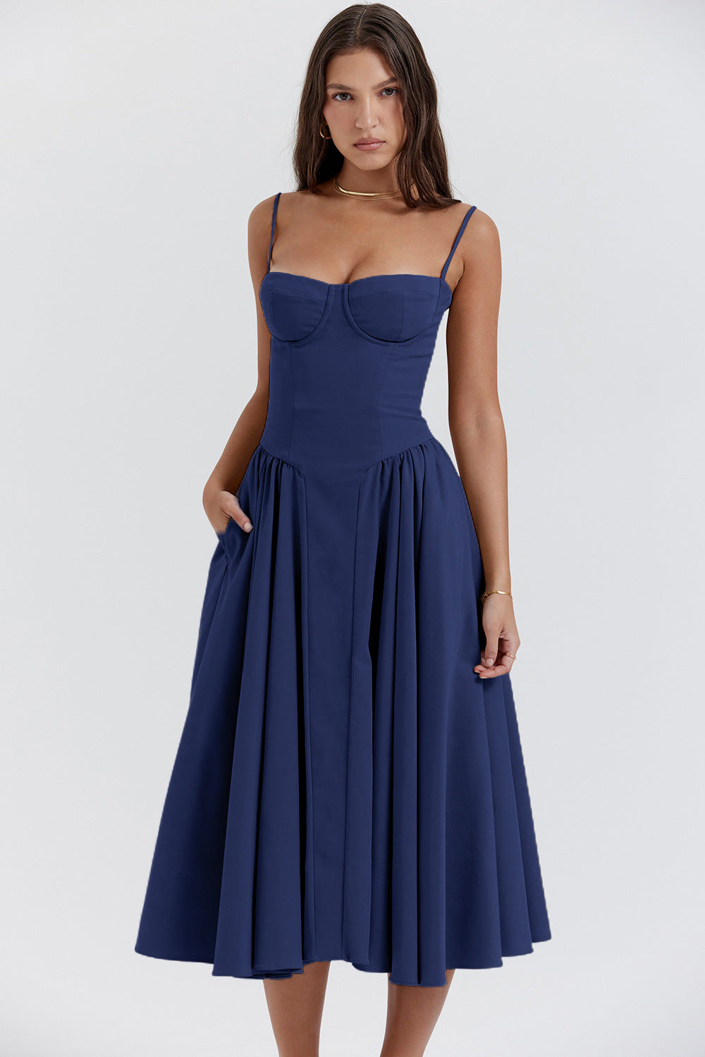 Etta | Ärmelloses Korsett Midi Kleid - Schmeichelnd & Elegant-3