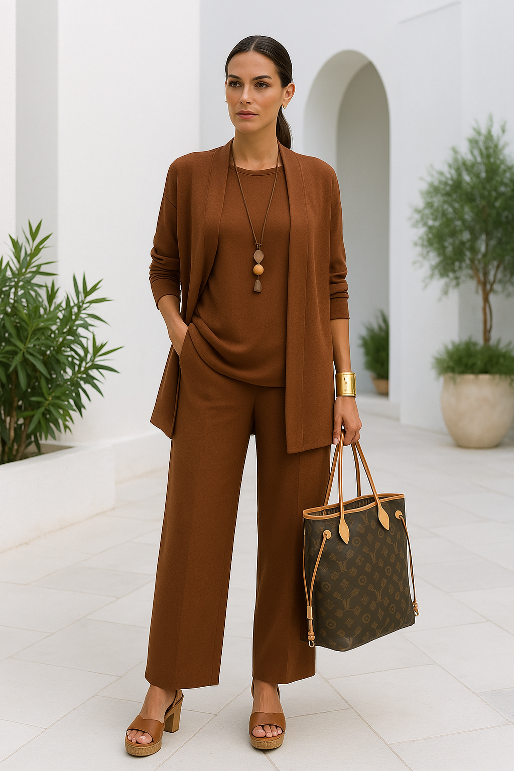 Aurora | Elegantes Dreiteiliges Damen Set Mit Cardigan, Top Und Hose 2