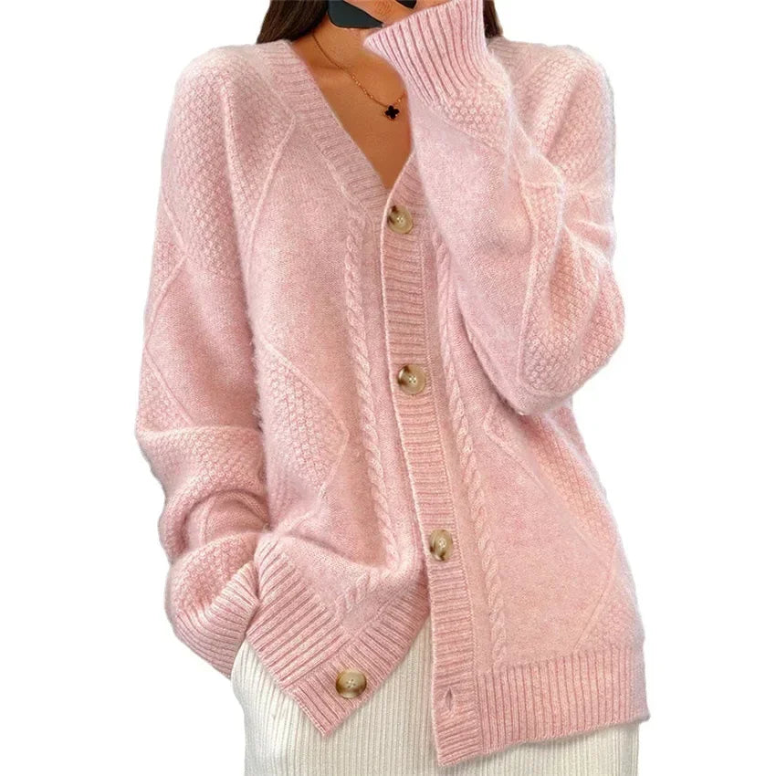 Damen Strickjacke mit Knopfleiste Hause Lune