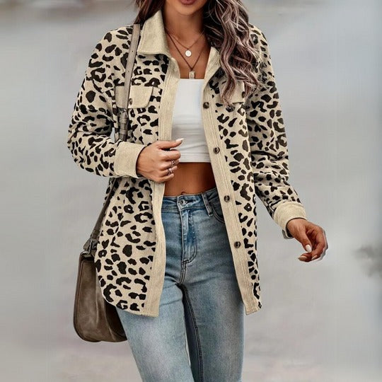 Damen Elegante Jacke – Luipaardprint, Vielseitig 0