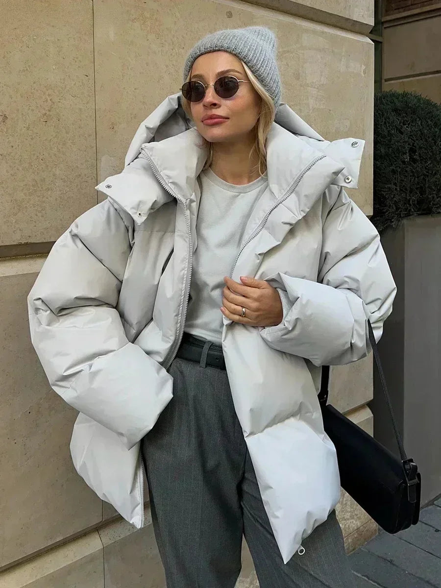 Damen Oversized Pufferjacke – Hochwertige Isolierung, Praktische Taschen 0