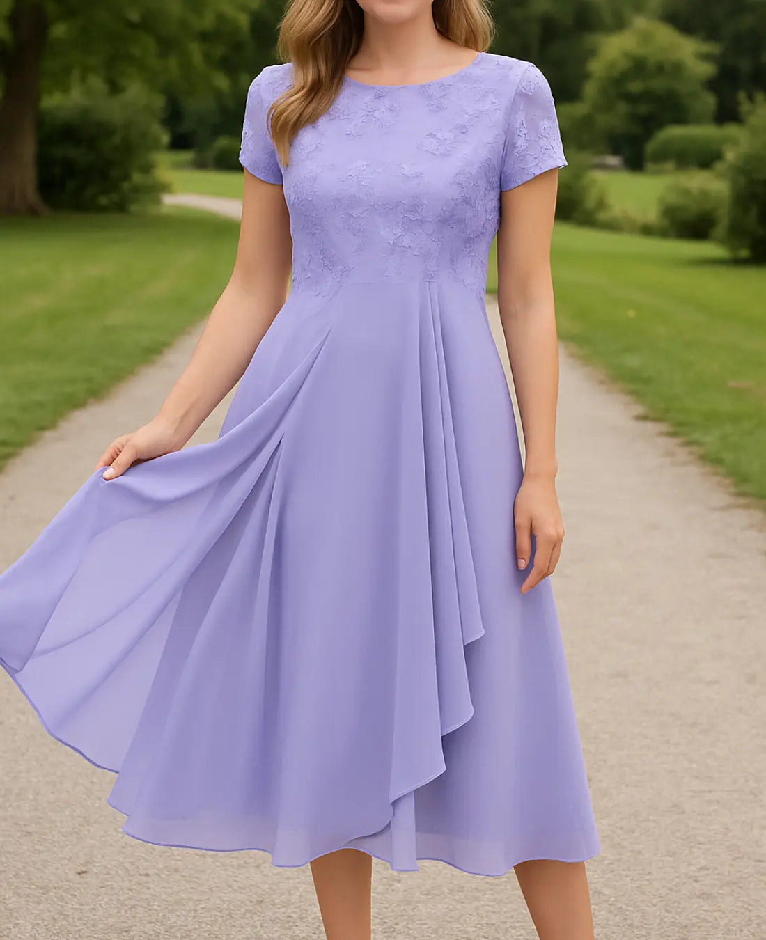 Damen | Elegante Chiffon Maxi-Jurk mit Spitzen-Details für Hochzeiten und Formelle Anlässe 10