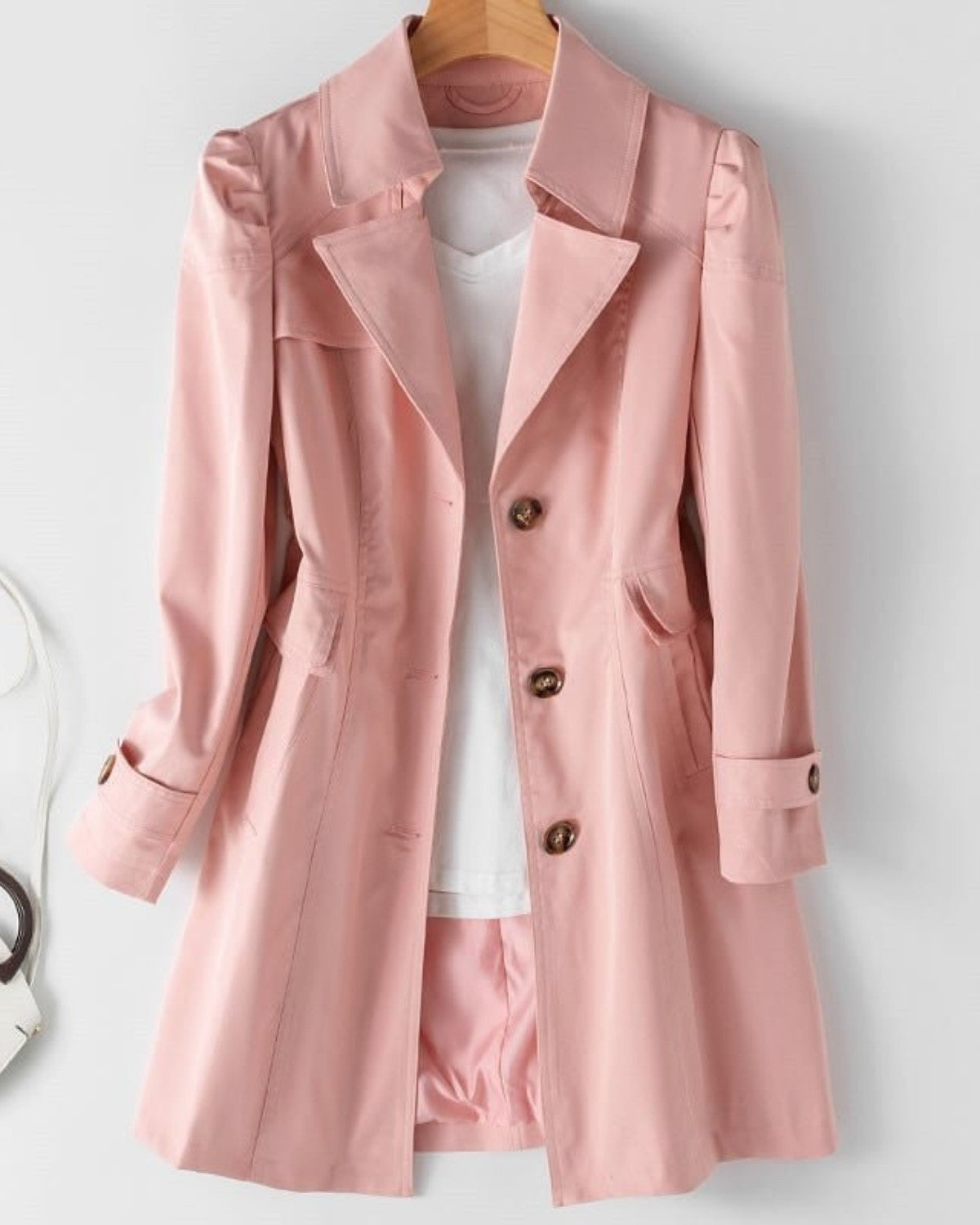 Eleganter Damen Trenchcoat – Zeitloses Design mit Knopfverschluss für den Herbst 4