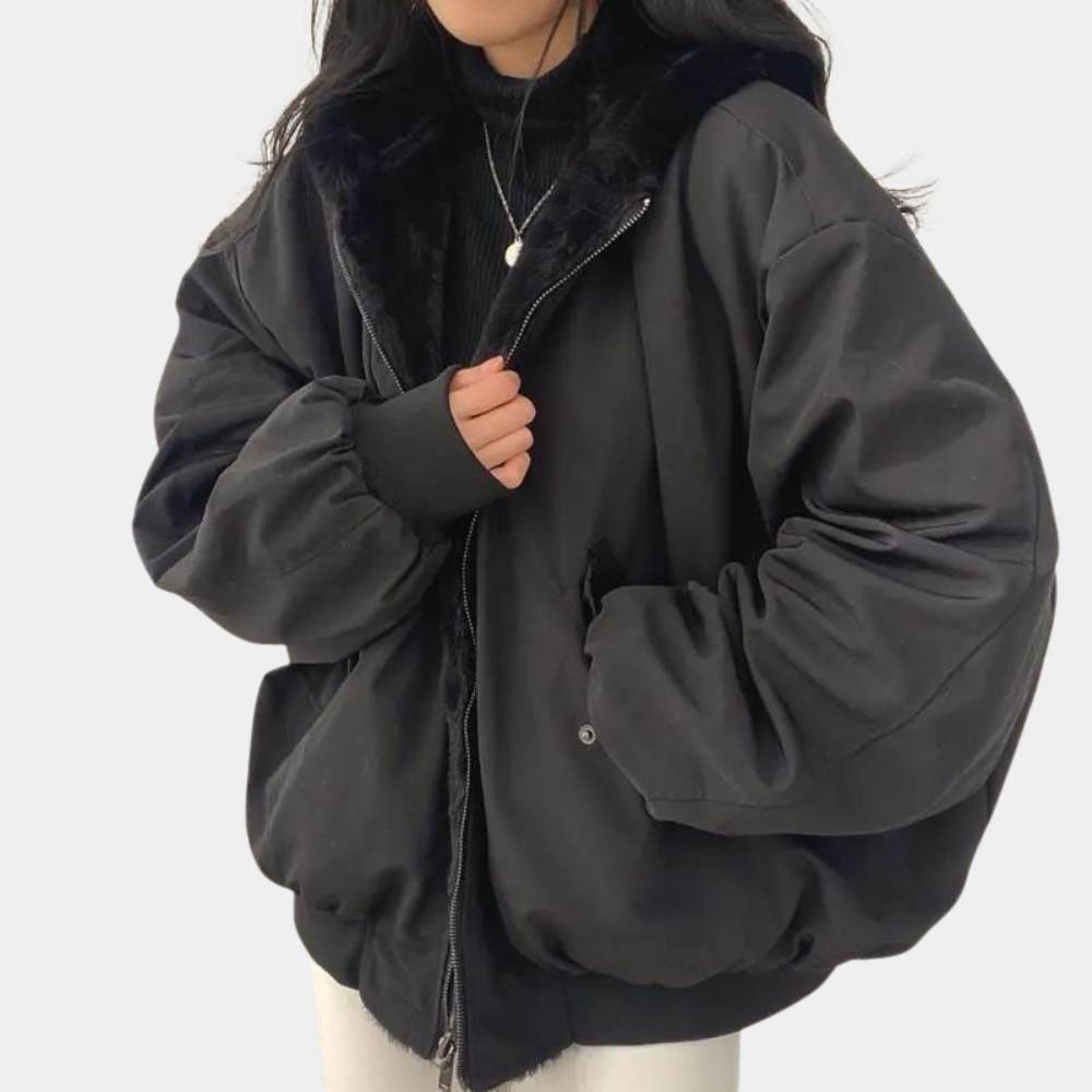 Ellen Damen Winterjacke – Gefüttert mit Kapuze, Warm in Blau, Schwarz oder Weiß 4