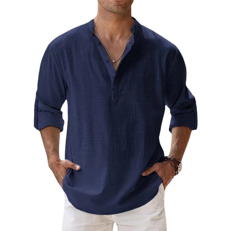 Borris | Herren Leinenhemd Henley für Sommer und Freizeit-3