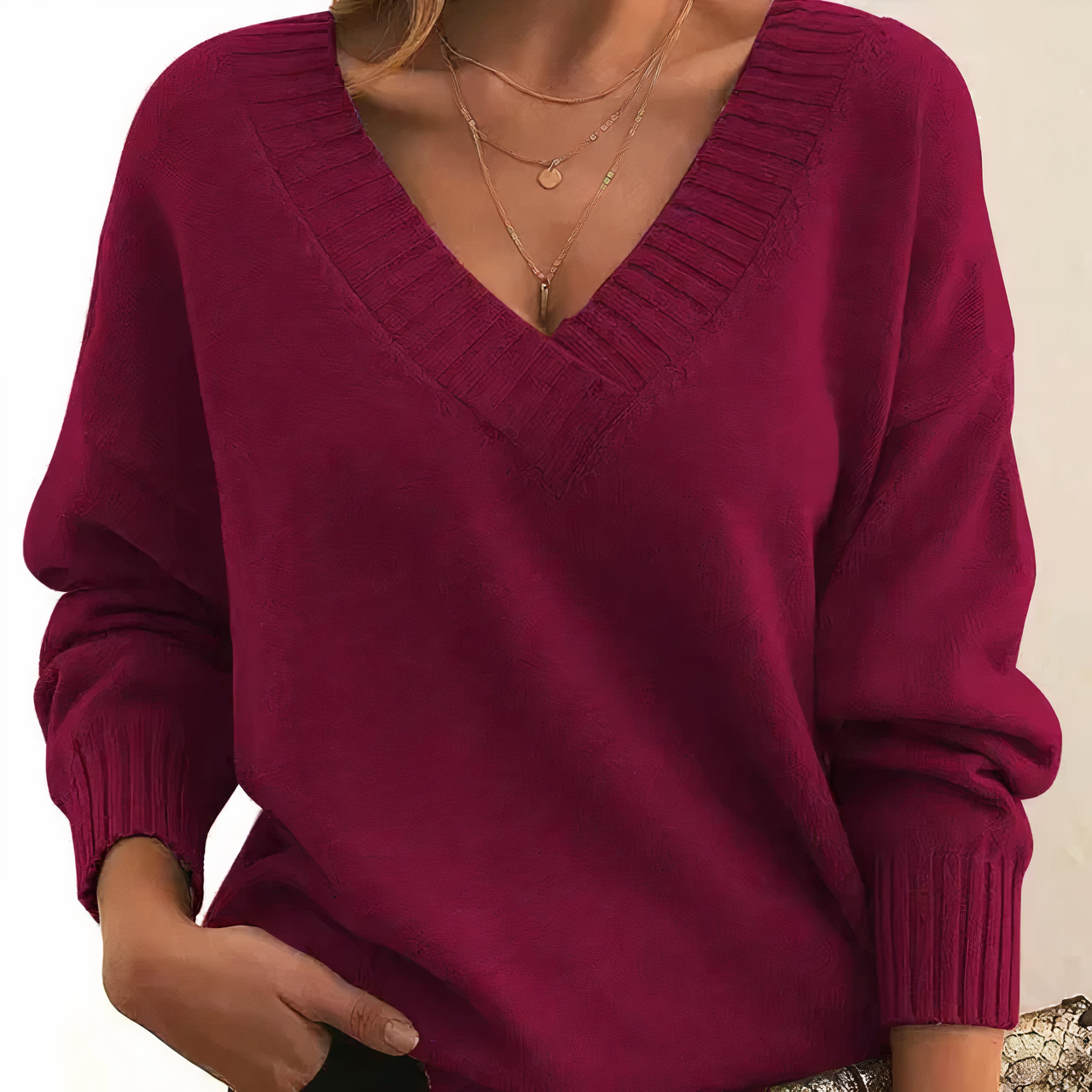 Erwyna V-Hals Damenpullover – Hochwertige Baumwolle, Zeitlose Eleganz 6