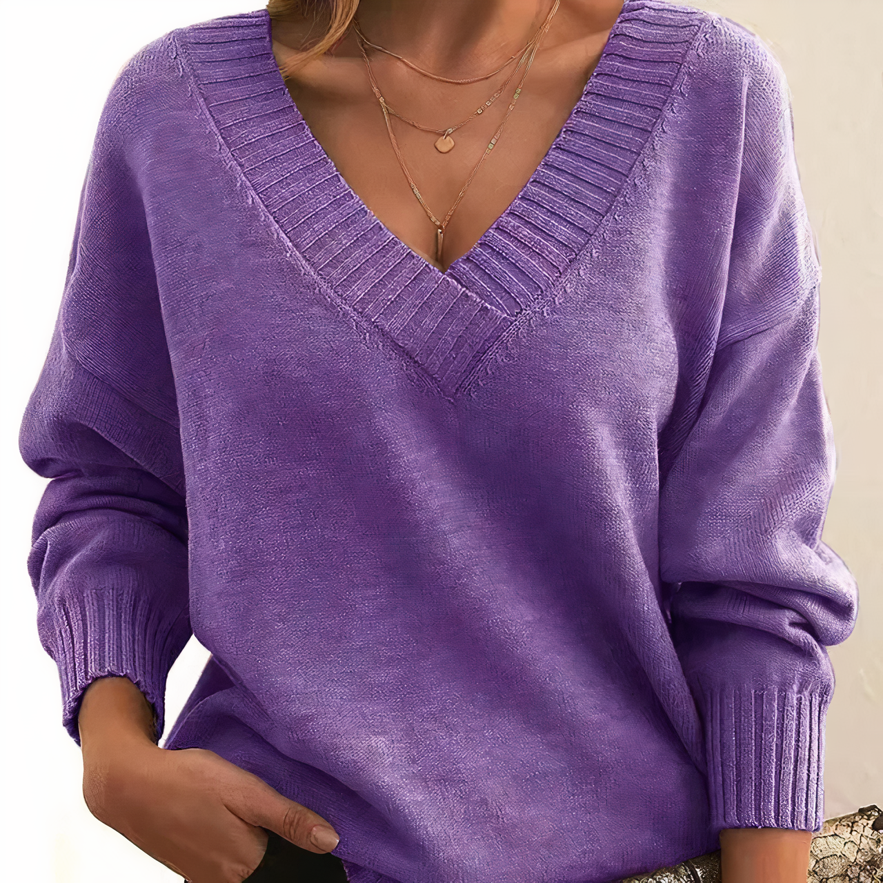 Erwyna V-Hals Damenpullover – Hochwertige Baumwolle, Zeitlose Eleganz 9