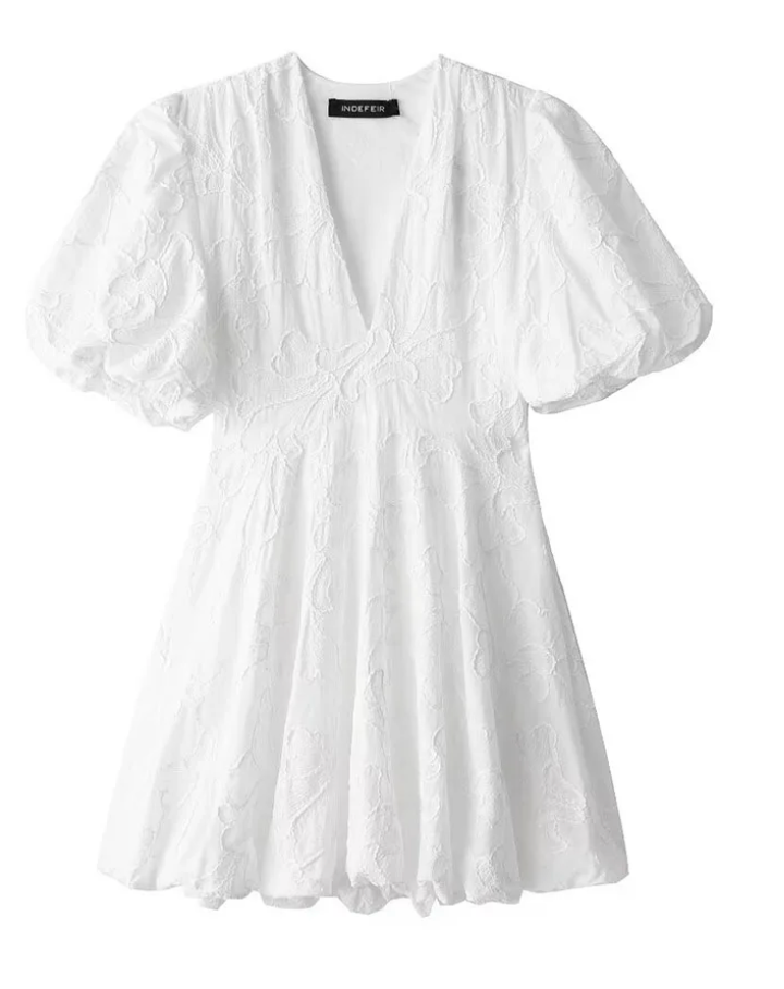 Fay | Festliches Damenkleid mit Bestickten Rüschen in Weiß für Hochzeitsgäste und Sommeranlässe 4