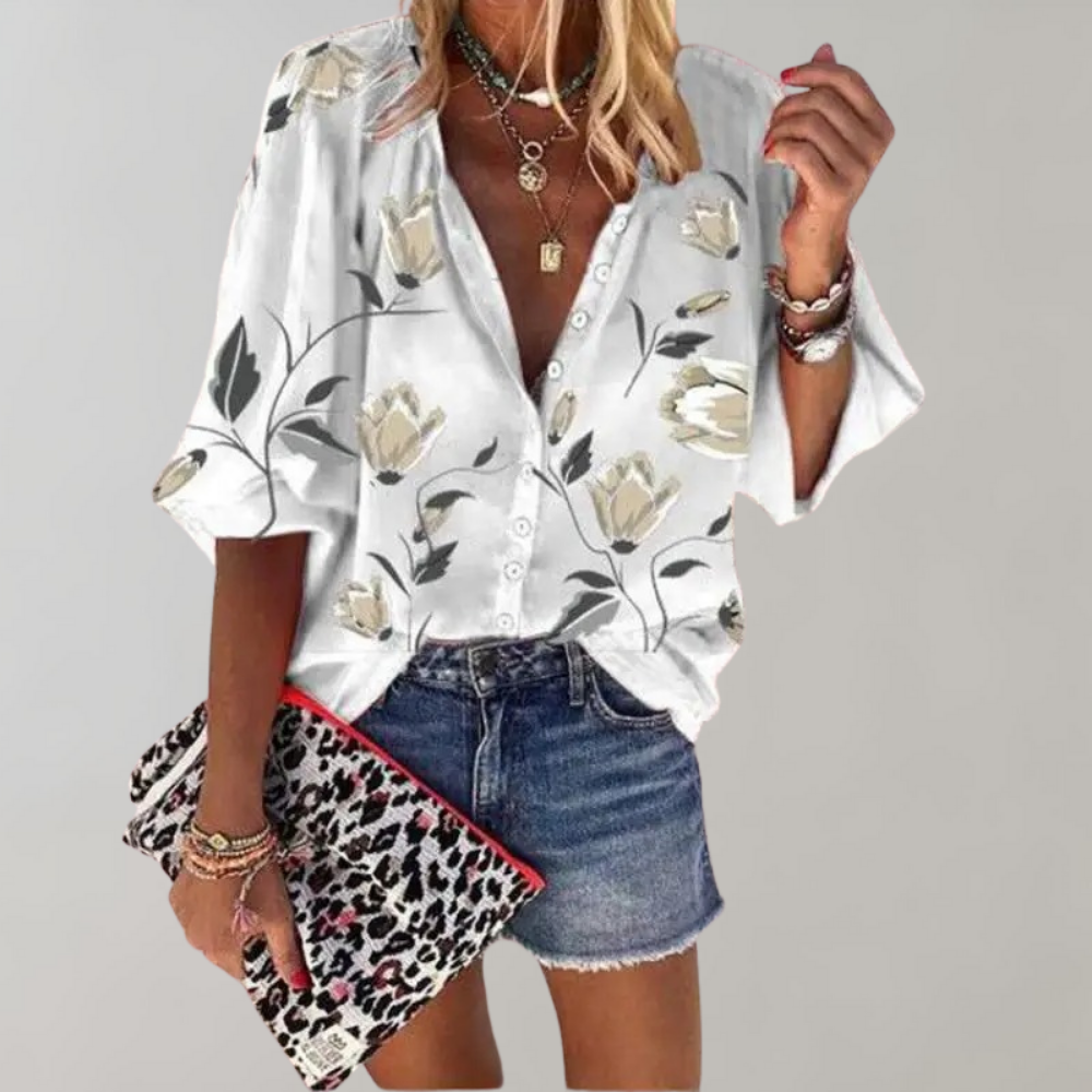 Mavis | Damenbluse Mit Blumendruck - Modisch Und Vielseitig-5