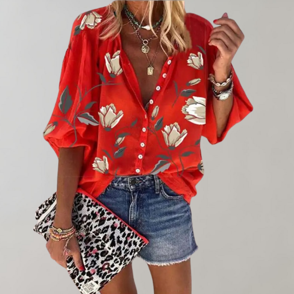 Mavis | Damenbluse Mit Blumendruck - Modisch Und Vielseitig-4