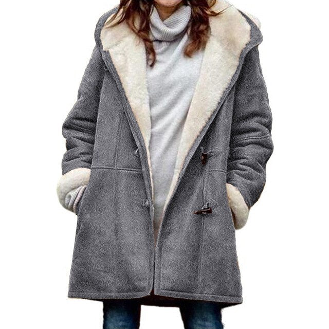 Gemütliche Gefütterte Damenjacke mit Kapuze – Weiches Fleece, Winter 4