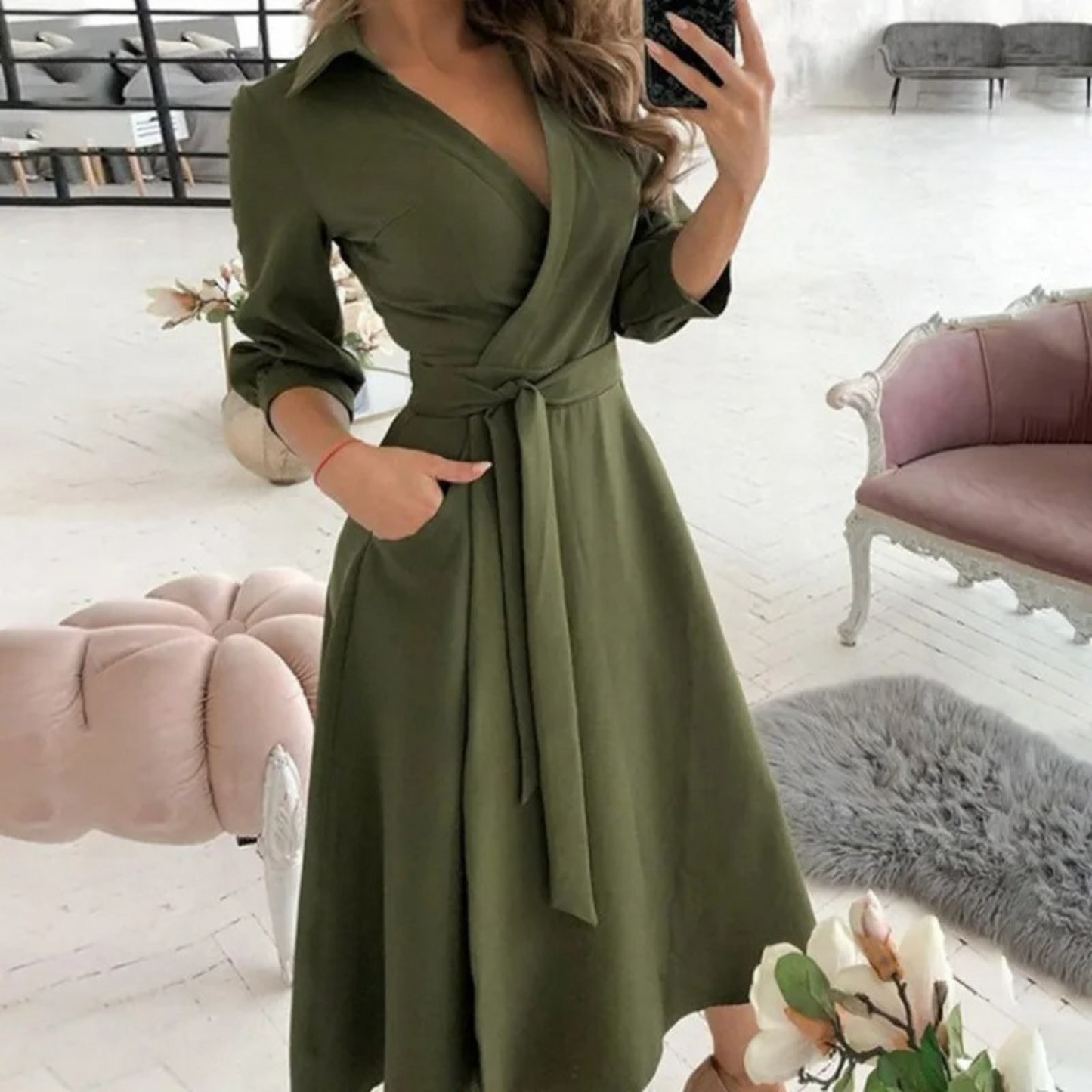 Noëlle | Blusenkleid Damen Mit Verspieltem Druck Und Elegantem Revers 3