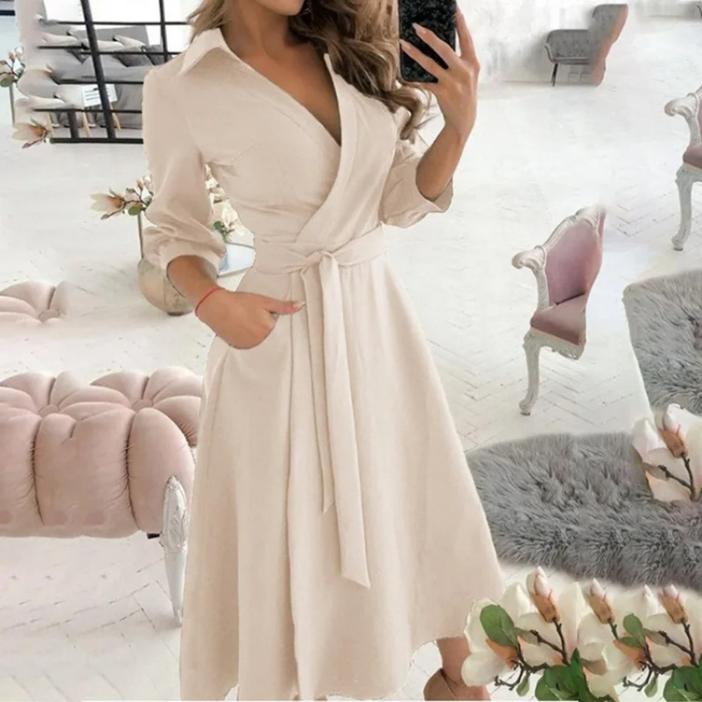 Noëlle | Blusenkleid Damen Mit Verspieltem Druck Und Elegantem Revers 4