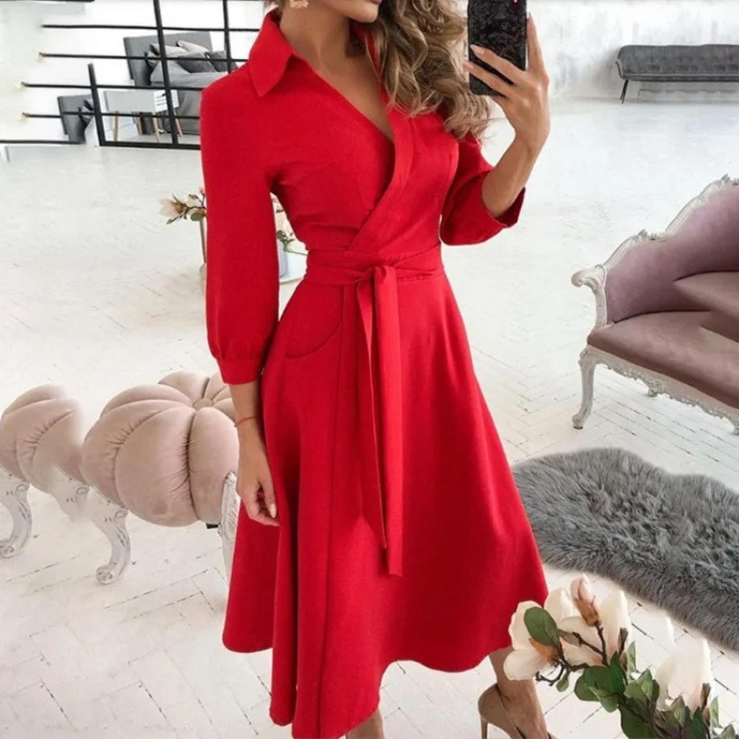 Noëlle | Blusenkleid Damen Mit Verspieltem Druck Und Elegantem Revers 5