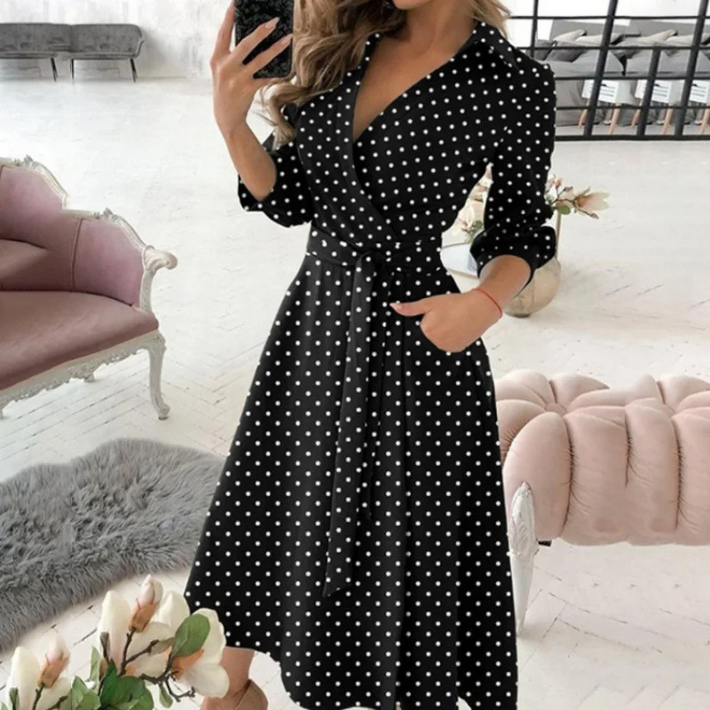 Variant image for Noëlle | Blusenkleid Damen Mit Verspieltem Druck Und Elegantem Revers-43