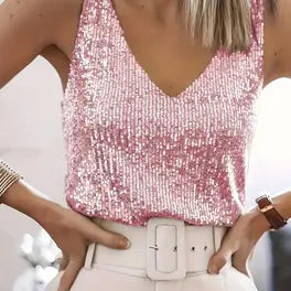 Glitzer Oberteil | Elegantes Damenoberteil mit V-Hals für Festliche Anlässe 4