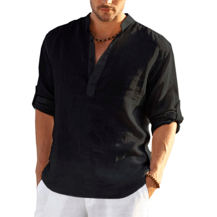 James | Leinen Hemd Herren - Elegantes Sommer Hemd Langarm-4
