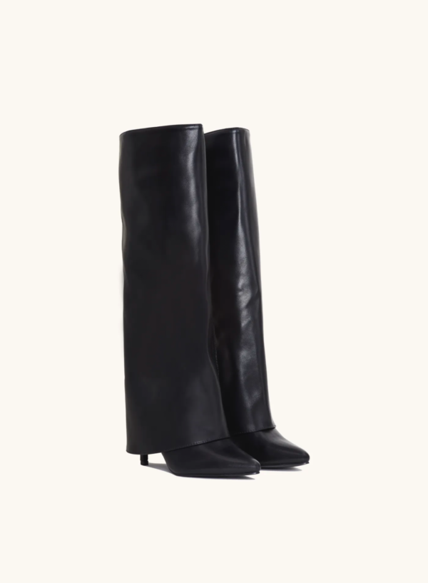 Hanna | Vegane Kniehohe Damenstiefel Schwarz Mit 9 cm Absatz 2