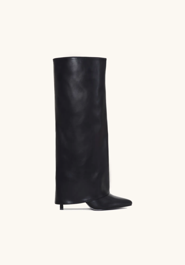 Hanna | Vegane Kniehohe Damenstiefel Schwarz Mit 9 cm Absatz 3