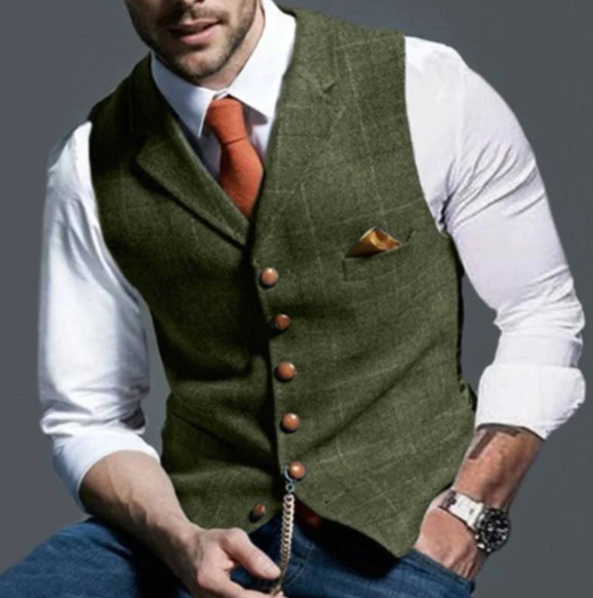 Herren Gilet | Elegantes V-Hals Design, Verstellbare Rückenriemen, Vielseitig Für Formelle Und Legere Anlässe 4