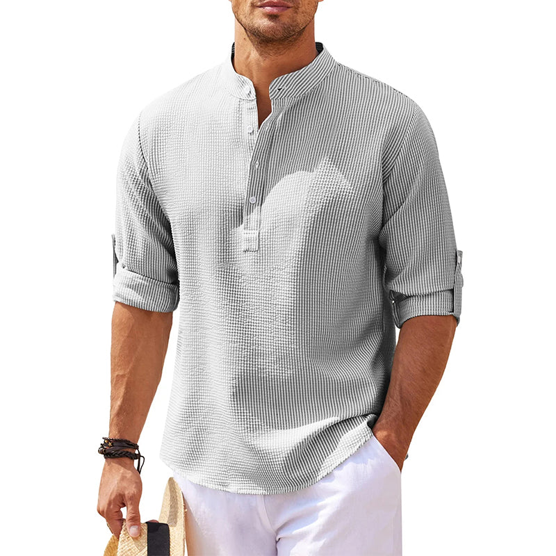 Herren | Leinen Henley Hemd Langarm für Stil und Komfort 4
