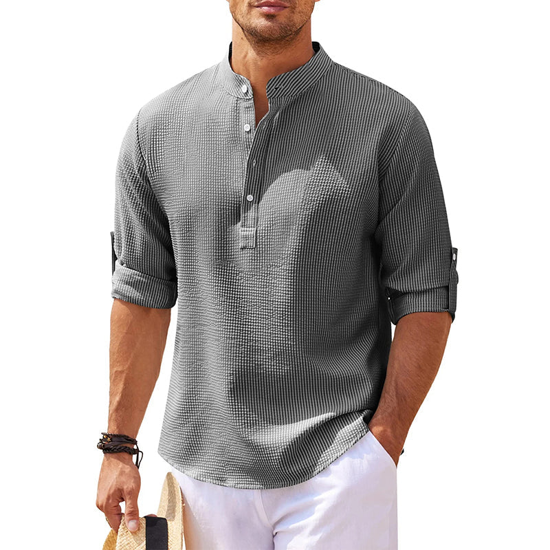 Herren | Leinen Henley Hemd Langarm für Stil und Komfort 5
