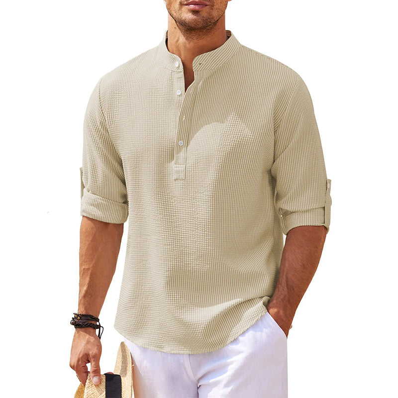 Herren | Leinen Henley Hemd Langarm für Stil und Komfort 6