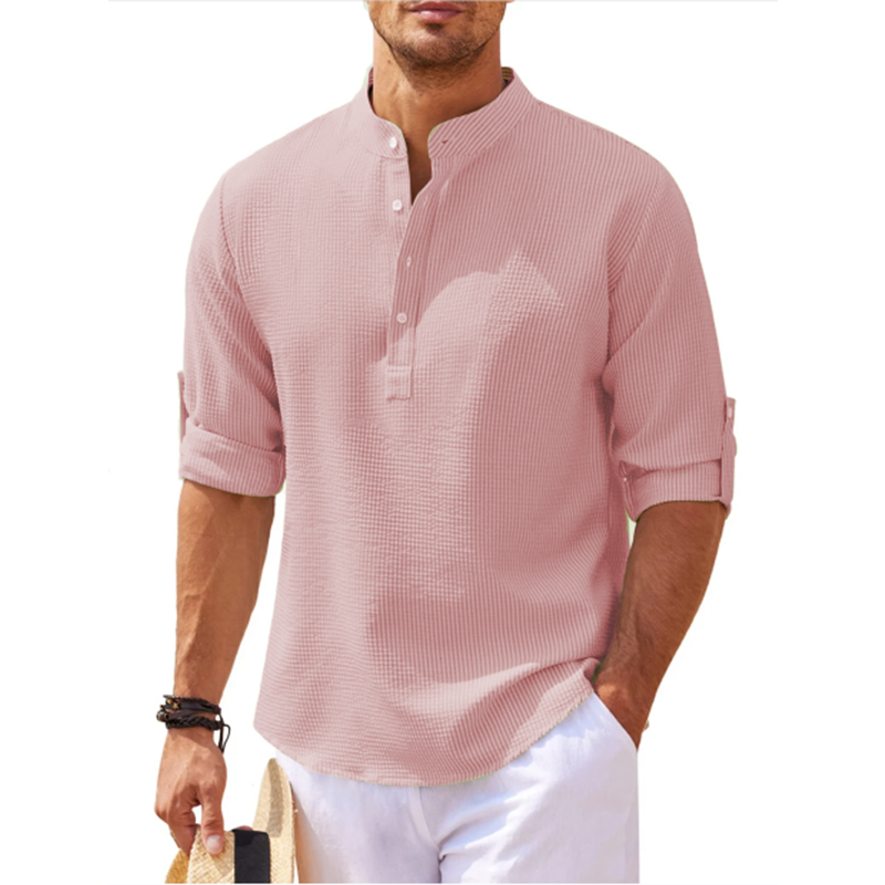Herren | Leinen Henley Hemd Langarm für Stil und Komfort 7