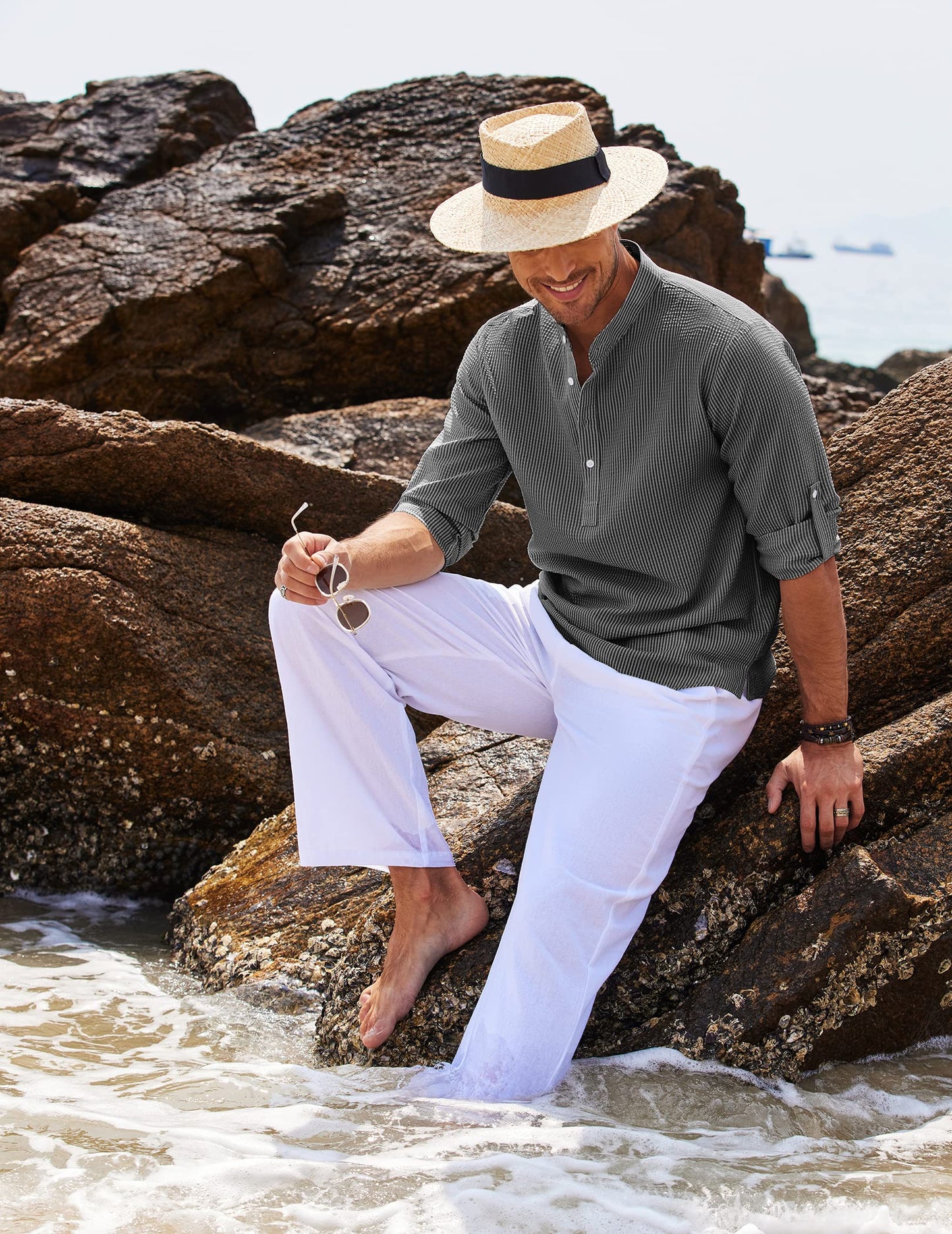 Herren | Leinen Henley Hemd Langarm für Stil und Komfort 8