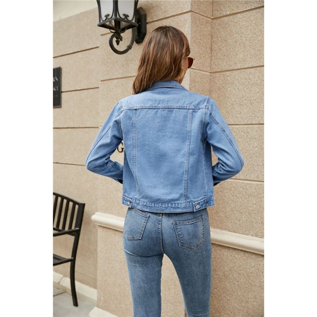 Jolanda Damen Jeansjacke – Kurz, Mit Knopfdetails 4