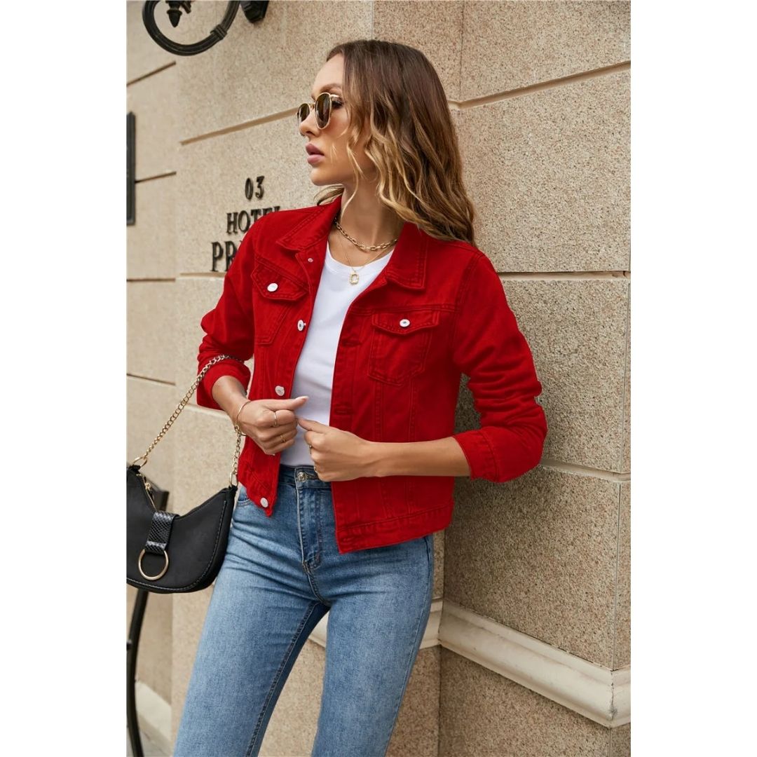 Jolanda Damen Jeansjacke – Kurz, Mit Knopfdetails 6