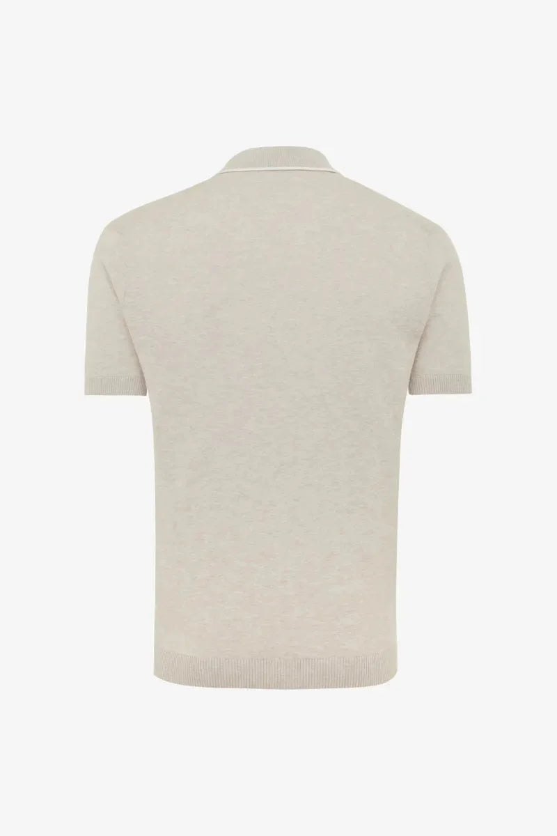 Arjen | Freizeitpolo Für Männer Im Modernen Design, Beige, Baumwolle-Leinen-Mix 5