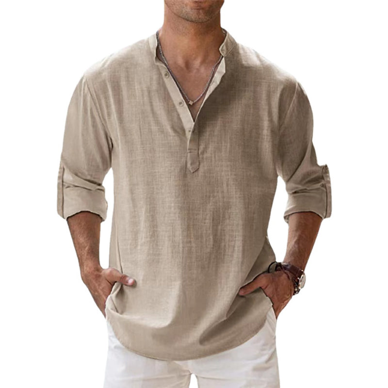 Variant image for Borris | Herren Leinenhemd Henley für Sommer und Freizeit-57