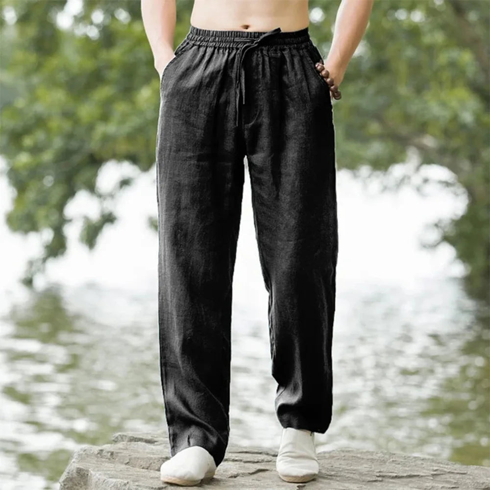 Linus | Leichte Strandhose Für Herren – Atmungsaktive Baumwoll-Leinen-Mischung, Elastische Taille, Gerade Passform 2