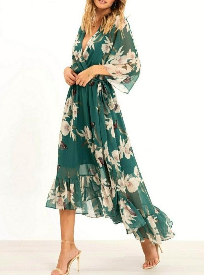 Lisana | Elegante grüne Rüschenshirt mit Taillengürtel 2