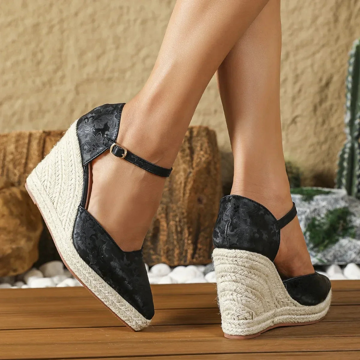 Loreta Damen Espadrille Sandalen – 8 cm Keilabsatz, Bohemian Stil 4