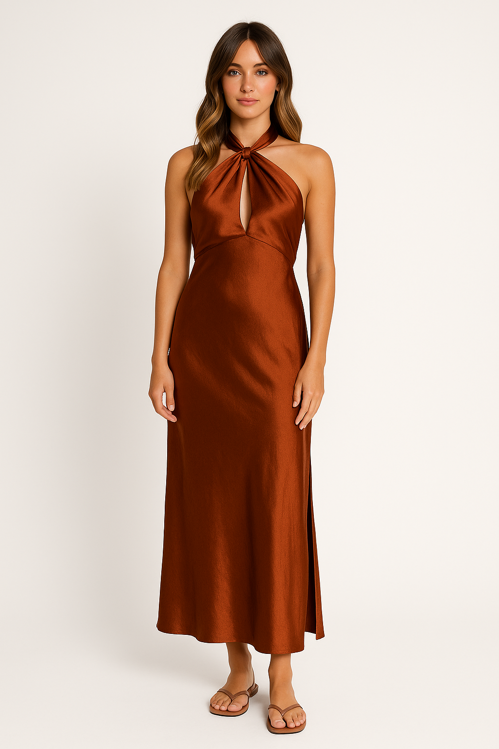 Lotte | Elegantes Maxikleid Sommer mit Halterdesign und Hohem Split für Hochzeitsgast und Festliche Anlässe 3