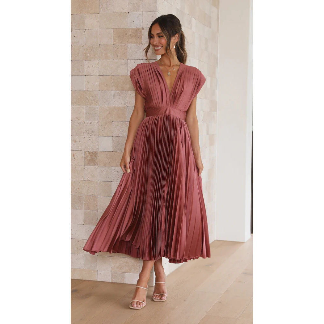 MICHELA Midi-Kleid für Damen – Elegantes Plissé mit V-Hals, Festlich 4