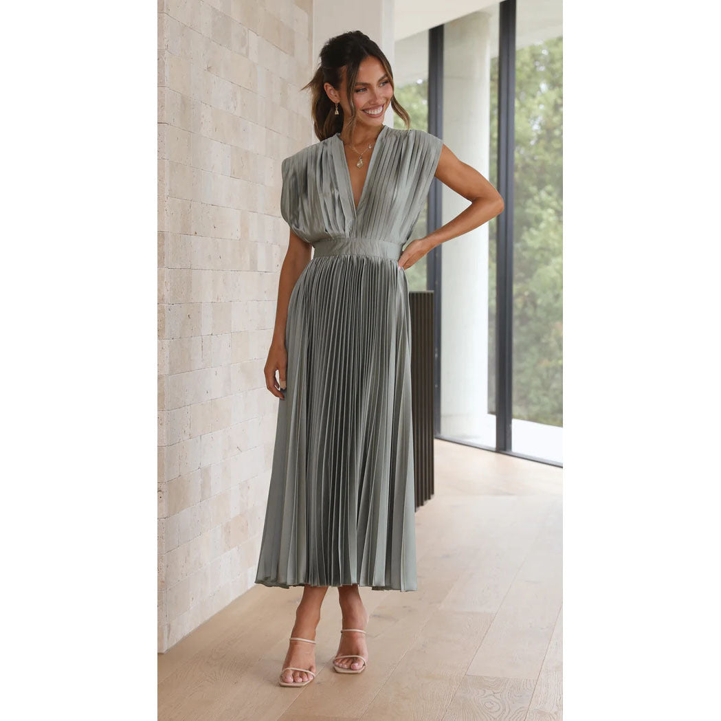 MICHELA Midi-Kleid für Damen – Elegantes Plissé mit V-Hals, Festlich 8