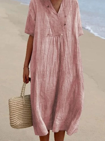 Jasmine | Damenkleid Midi aus Baumwolle und Leinen für den Sommer 3